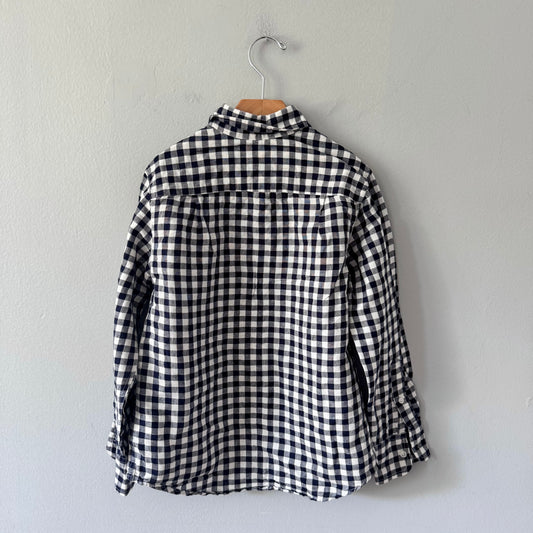 Crewcuts / Navy white linen blend shirt / 8Y