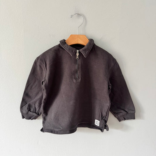 H&M / Dark grey half zip up sweatshirt / 2-3Y