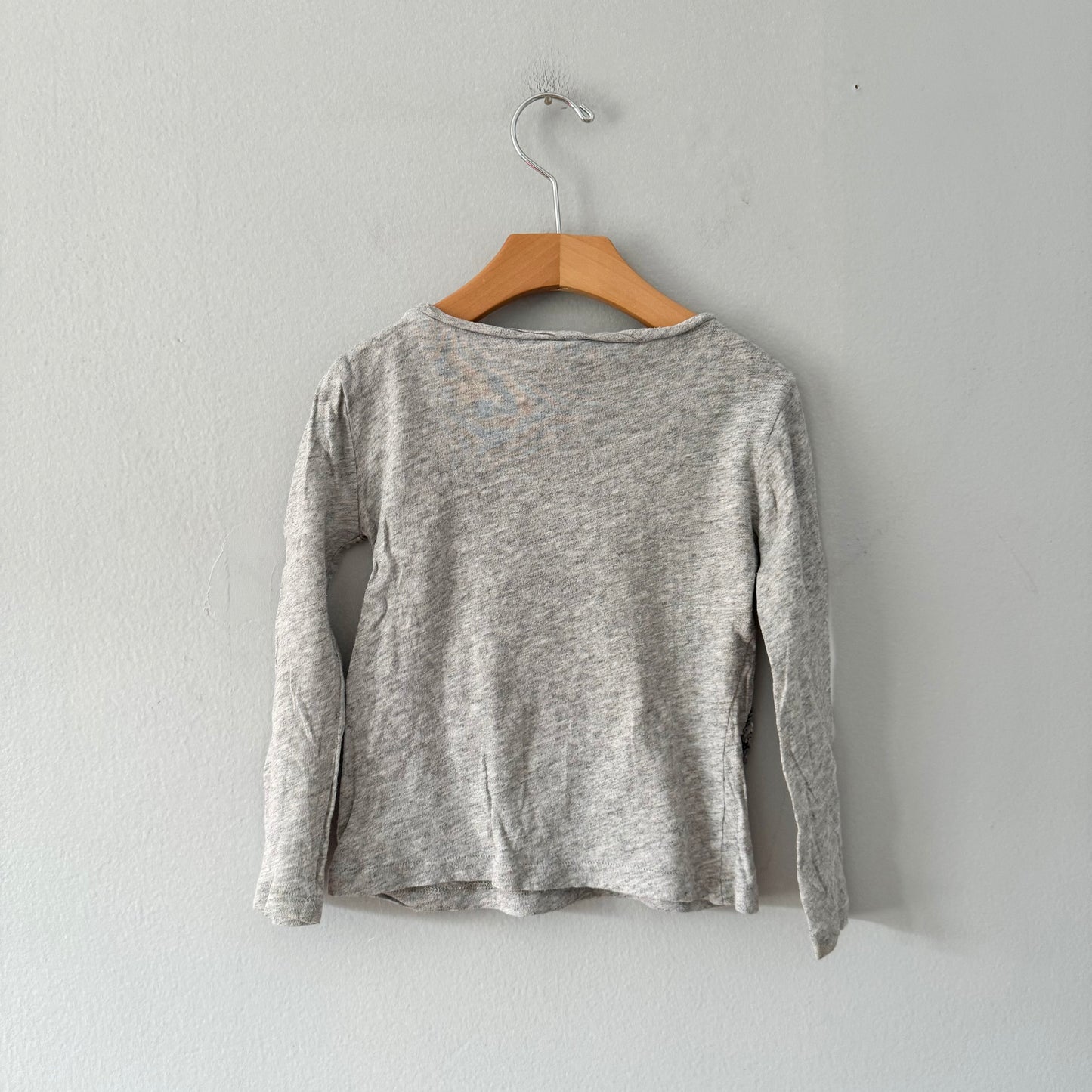 Crewcuts / Light grey x sequin long sleeve top / 3Y