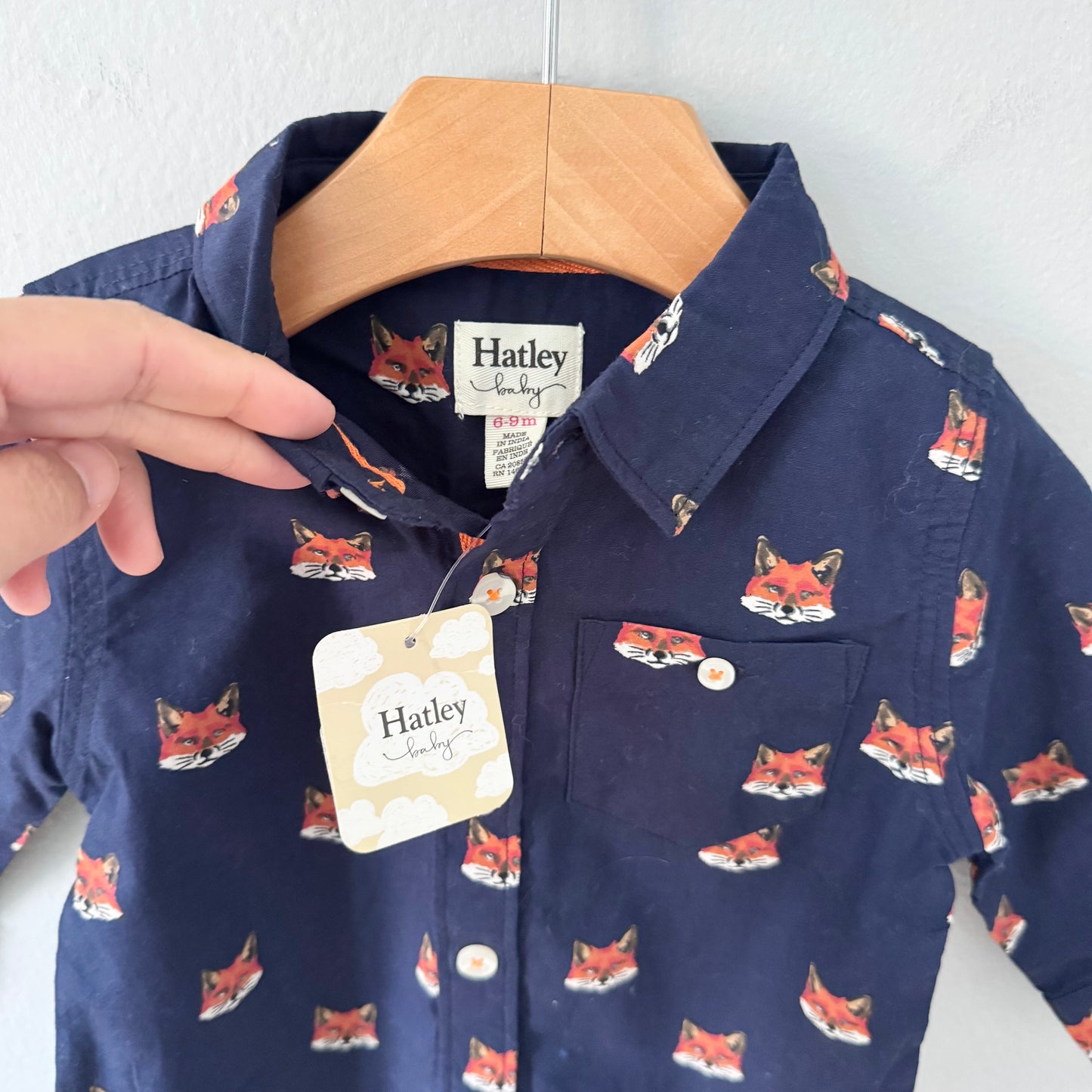 Hatley / Navy x fox long sleeve shirt / 6-9M - New with tag