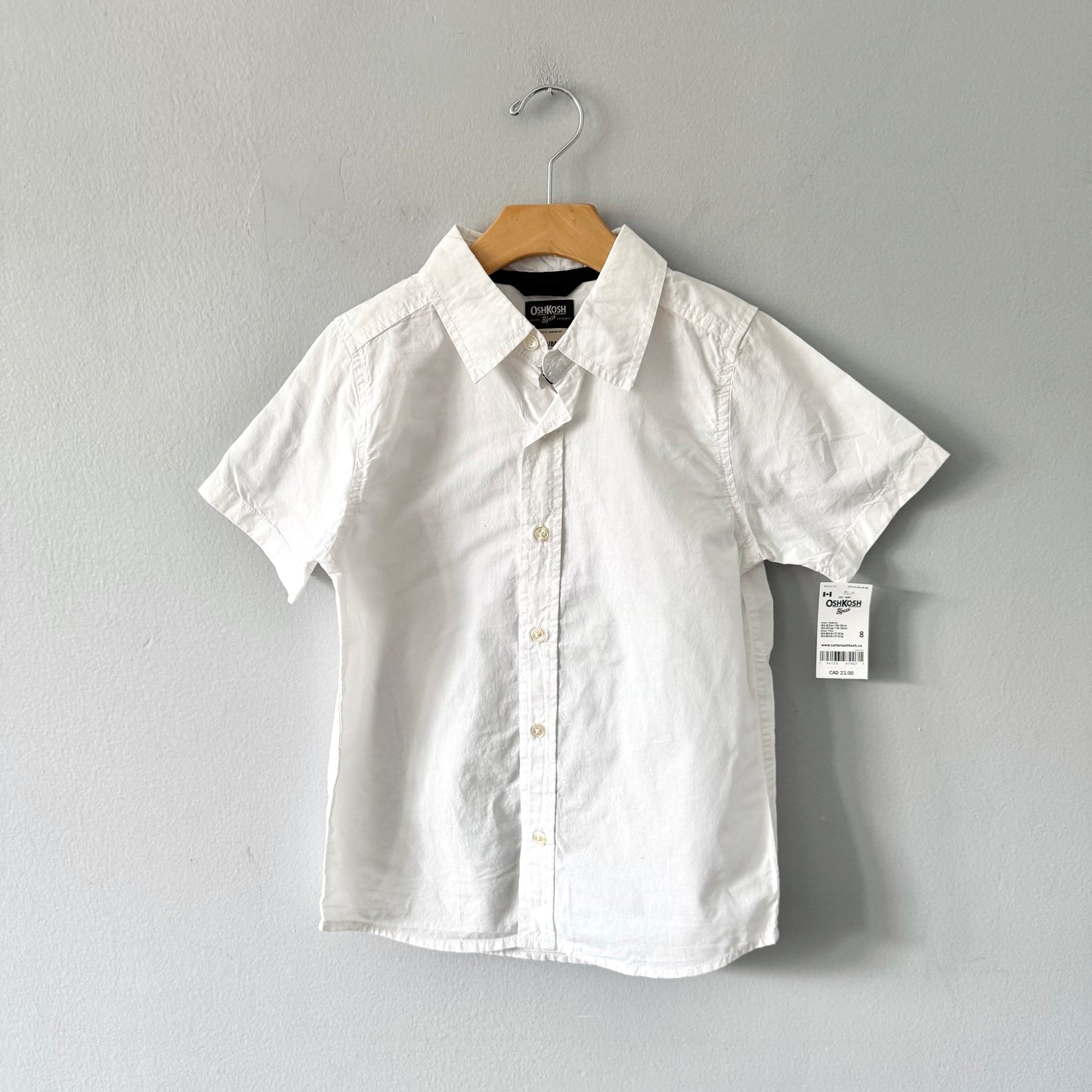 Oshkosh / White short sleeve shirt / 8Y - New with tag