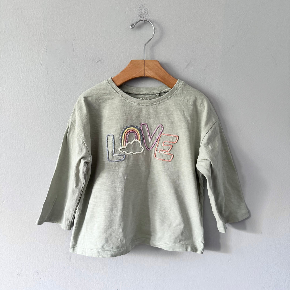 Next / Khaki x love long sleeve top / 2-3Y