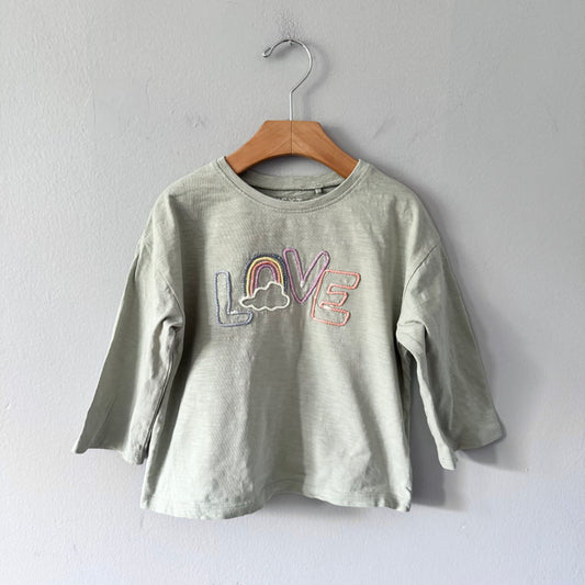 Next / Khaki x love long sleeve top / 2-3Y