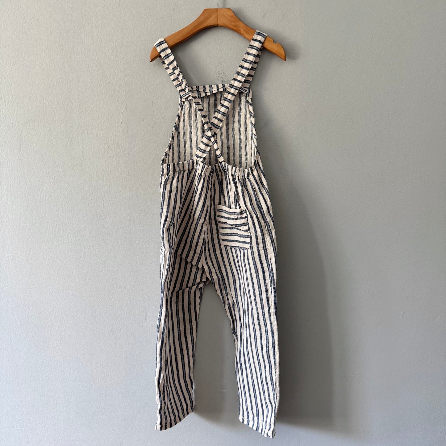 Zara / White blue linen overalls / 4-5Y