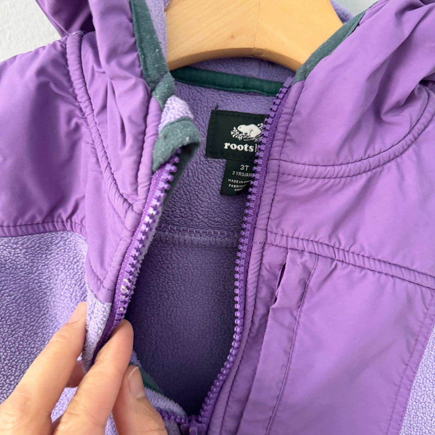 Roots / Purple fleece zip up / 3T