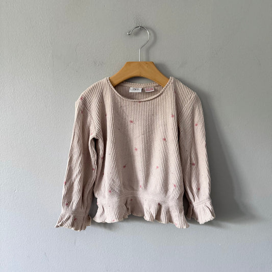 Zara / Beige ribbed knit top / 2-3Y