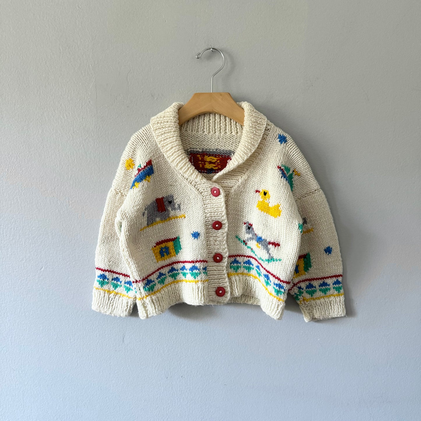 Handmade / White knit cardigan / 3-4Y