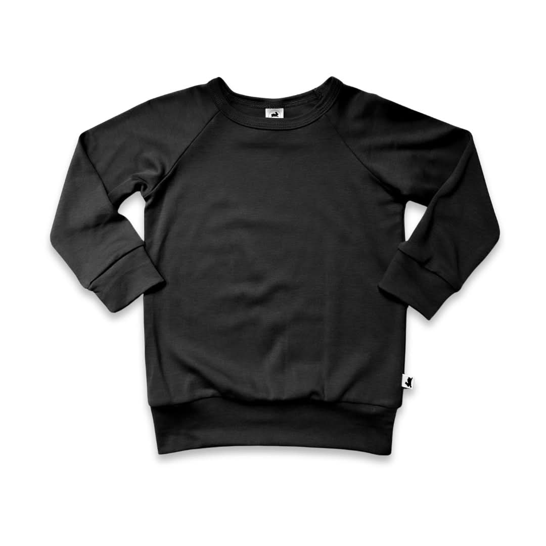 Little & Lively /  Bamboo Raglan Pullover | Graphite / 7-8Y - New with tag
