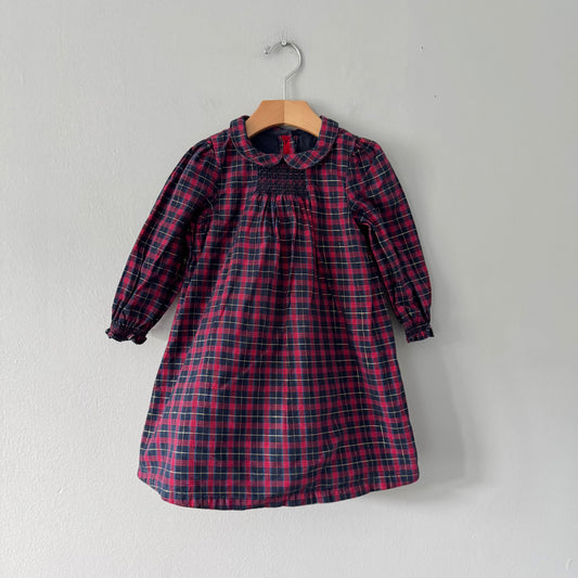 M&S / Red x navy checked dress / 18-24M