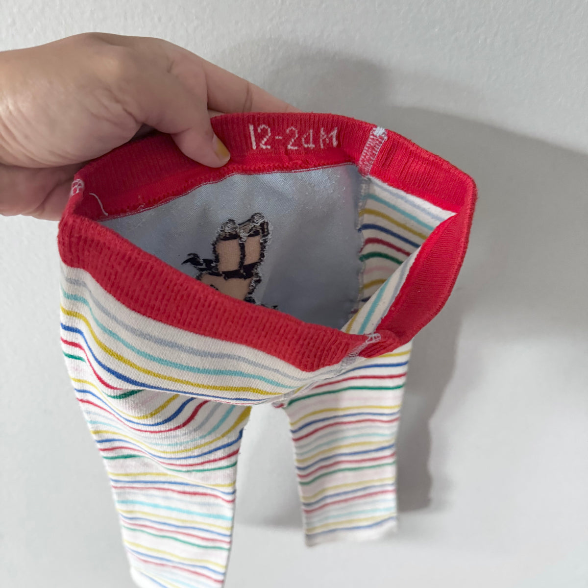 Joules / White x stripe leggings / 12-24M