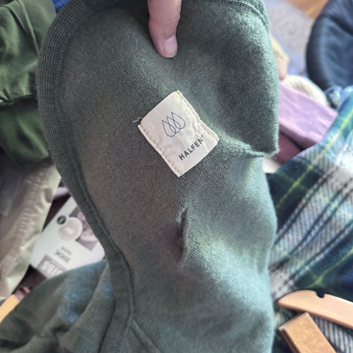 Halfen / Dark green swaddle merino wool / 0-3M