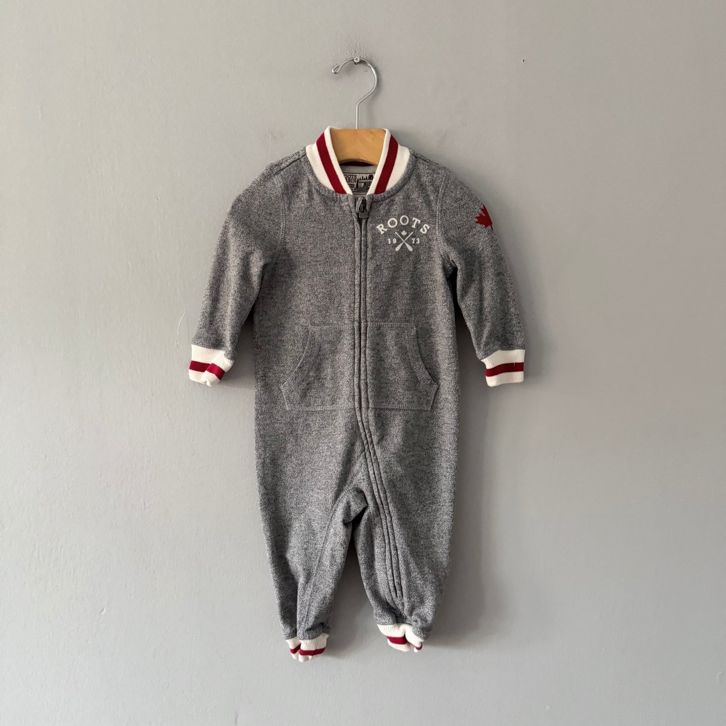 Roots / Cabin salt and pepper crew romper / 6-12M