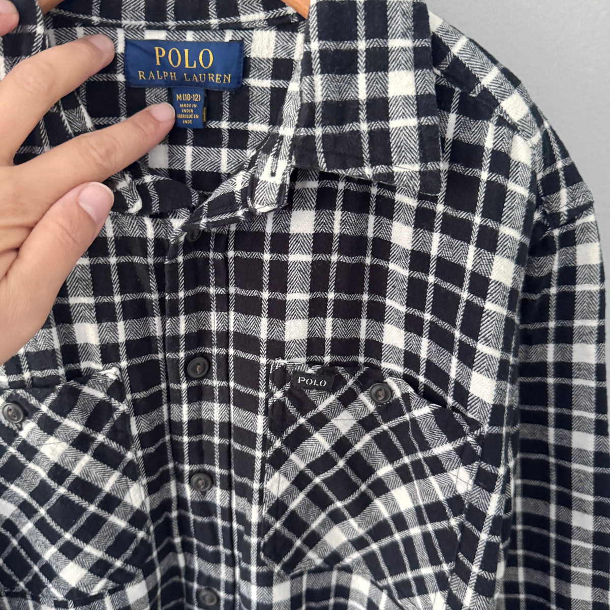 Polo Ralph Lauren / Black white flannel shirt / 10-12Y