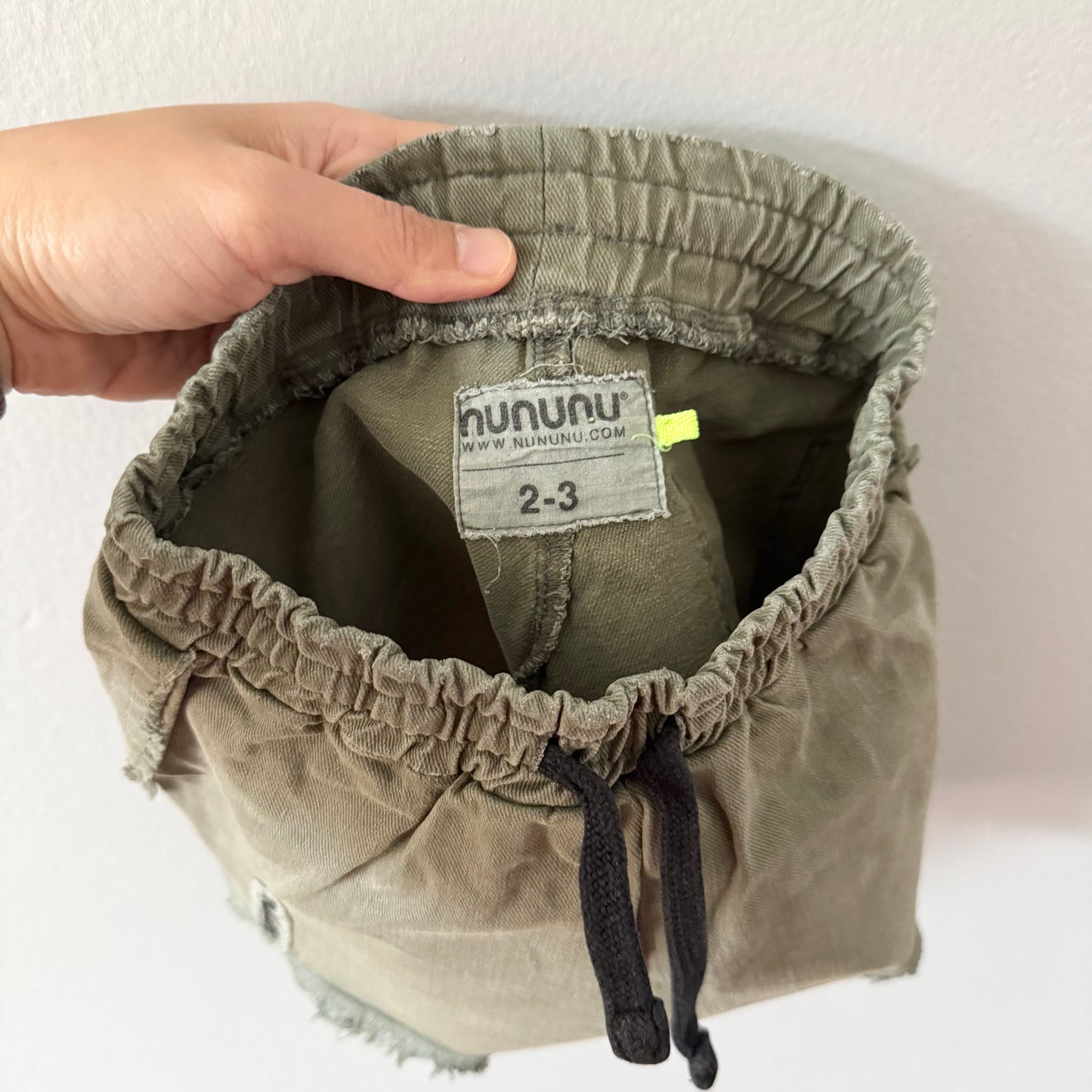 Nununu / Khaki denim shorts / 2-3Y