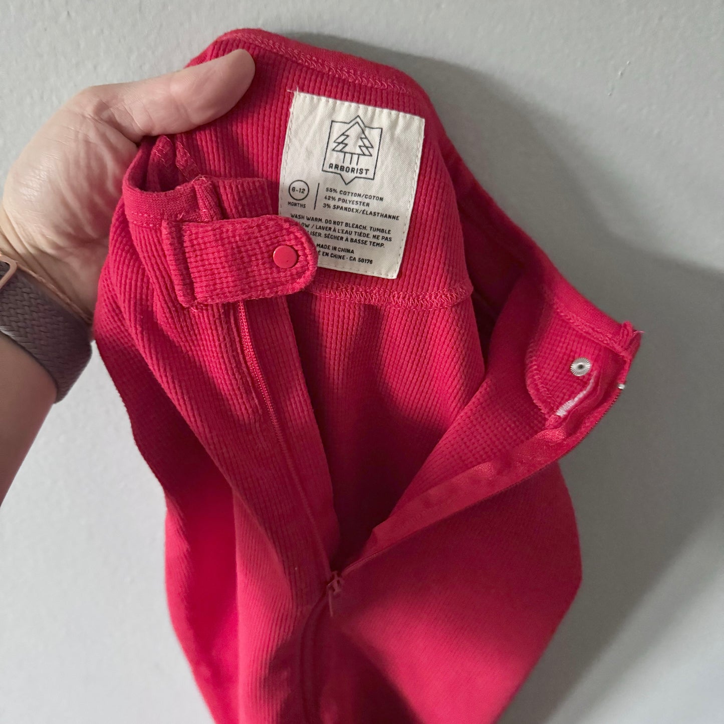 Arborist / Red waffle romper / 6-12M