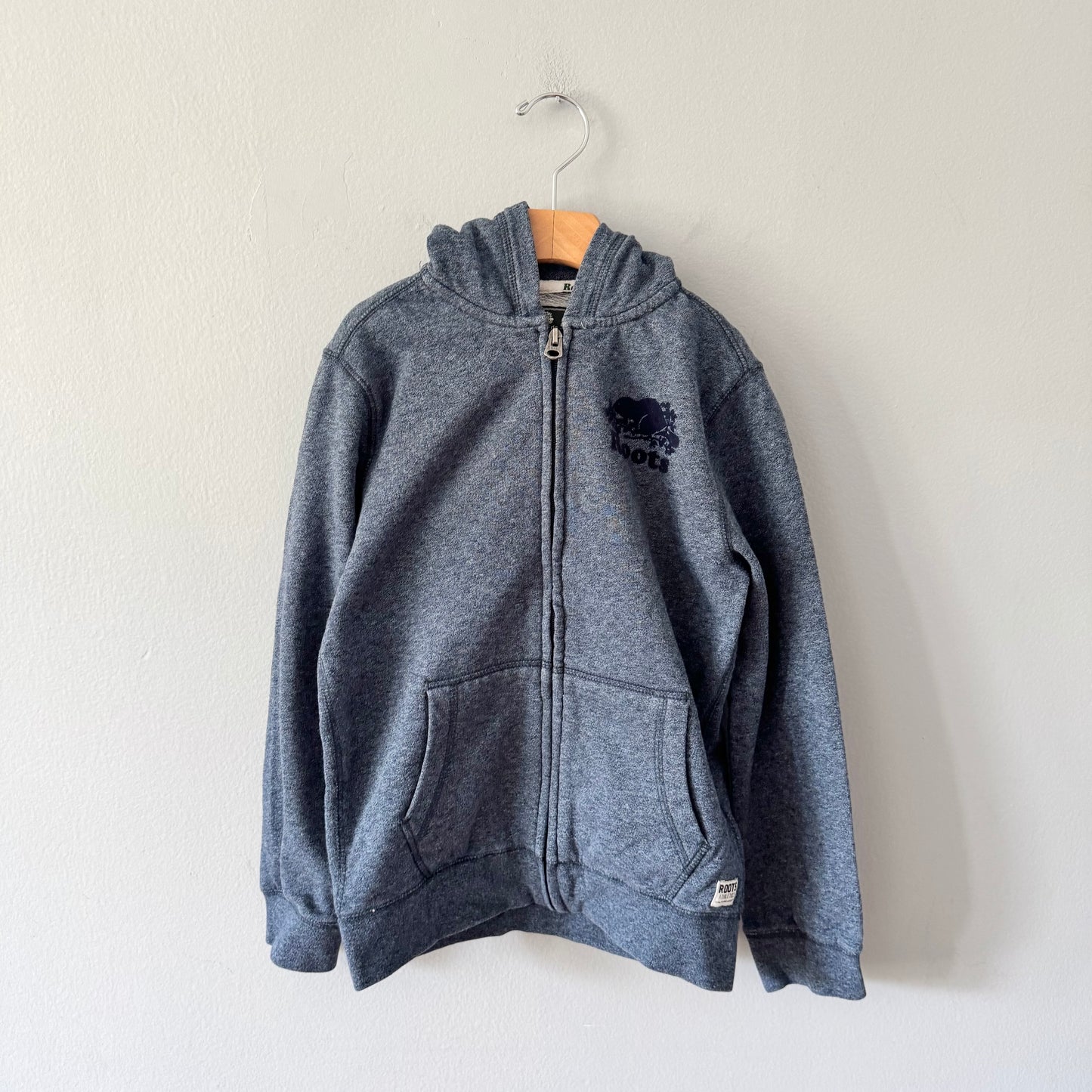 Roots / Navy salt and pepper zip up hoodie / 7-8Y