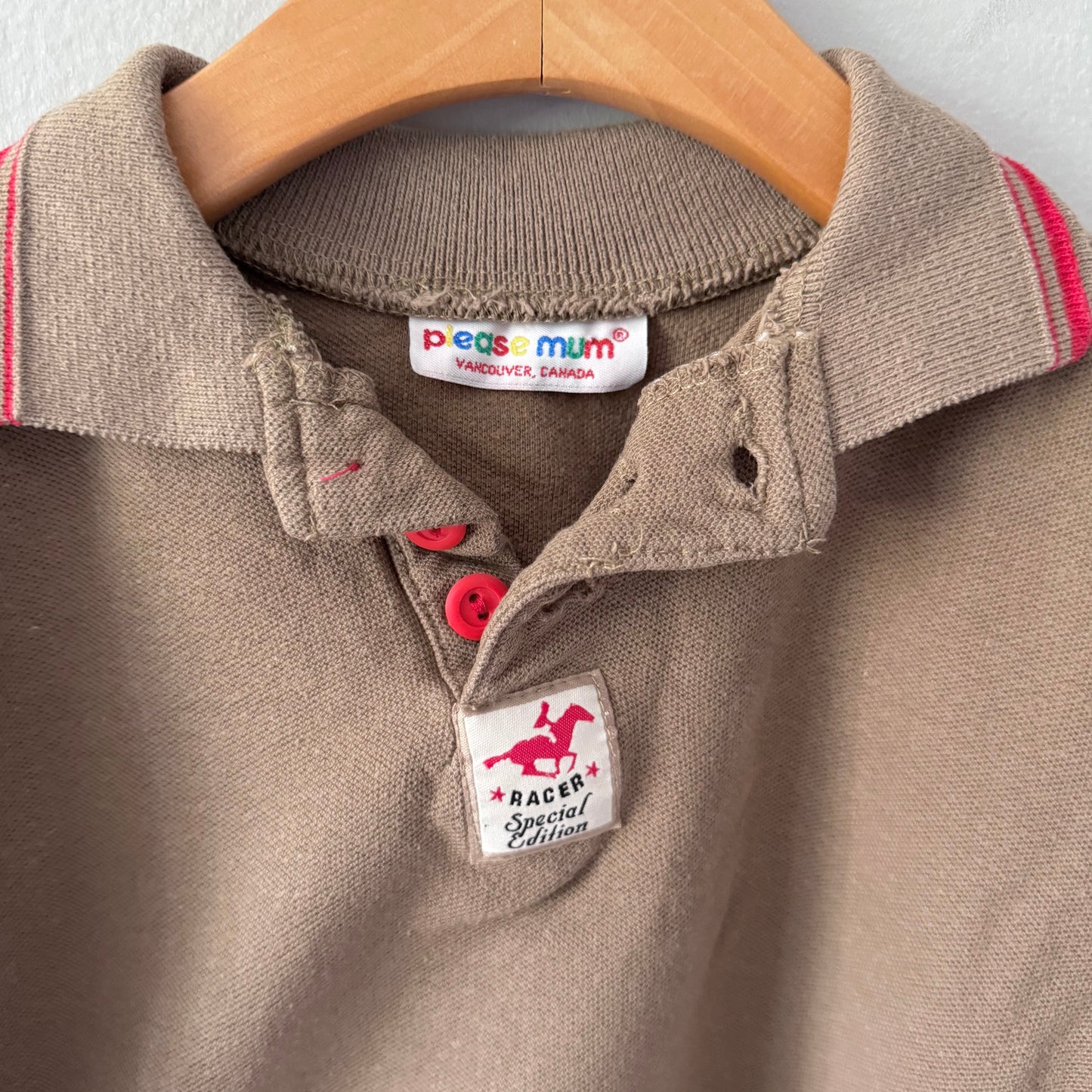 Vintage Please mum / Brown polo shirt / 3-4Y