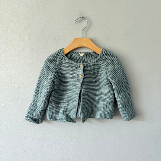 Bonton / Smokey green knit cardigan / 18M