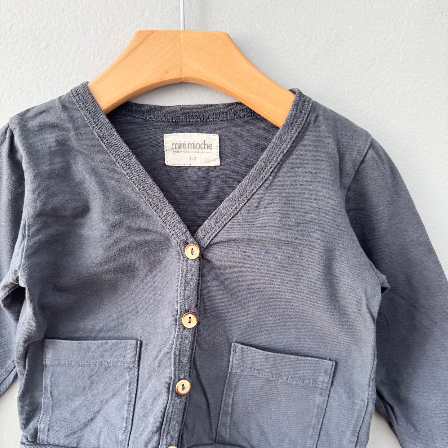 Mini mioche / Cardigan en coton gris / 1-2 ans