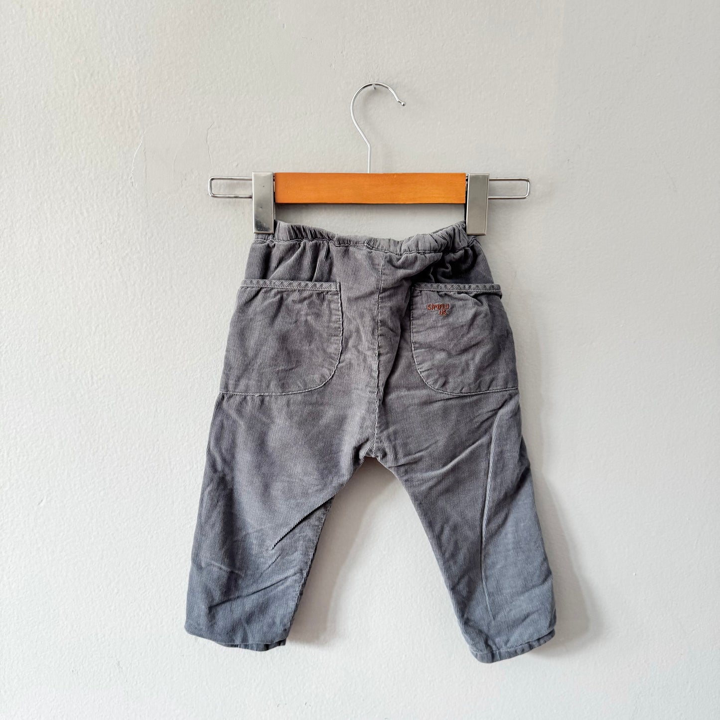 Zara / Pantalon côtelé doublé gris / 12-18M
