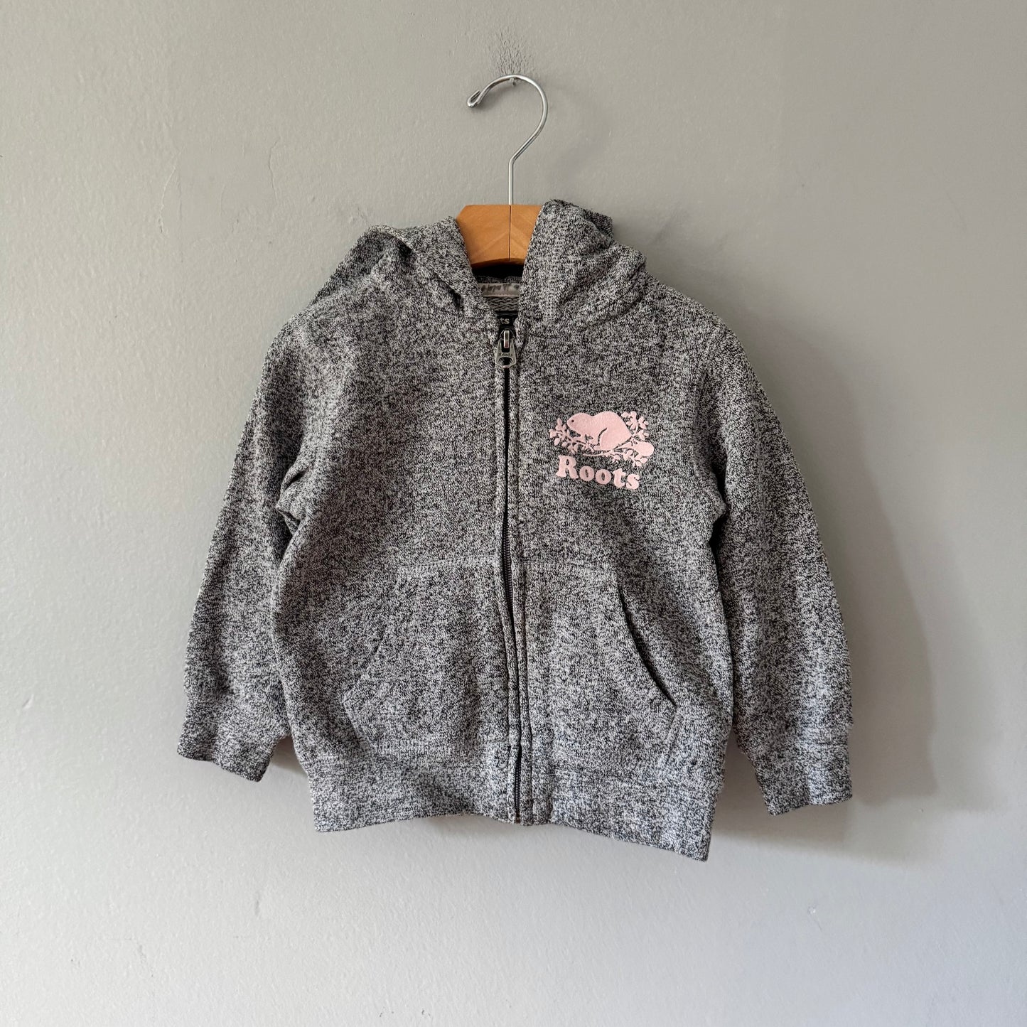 Roots / Salt and pepper zip up hoodie / 2T