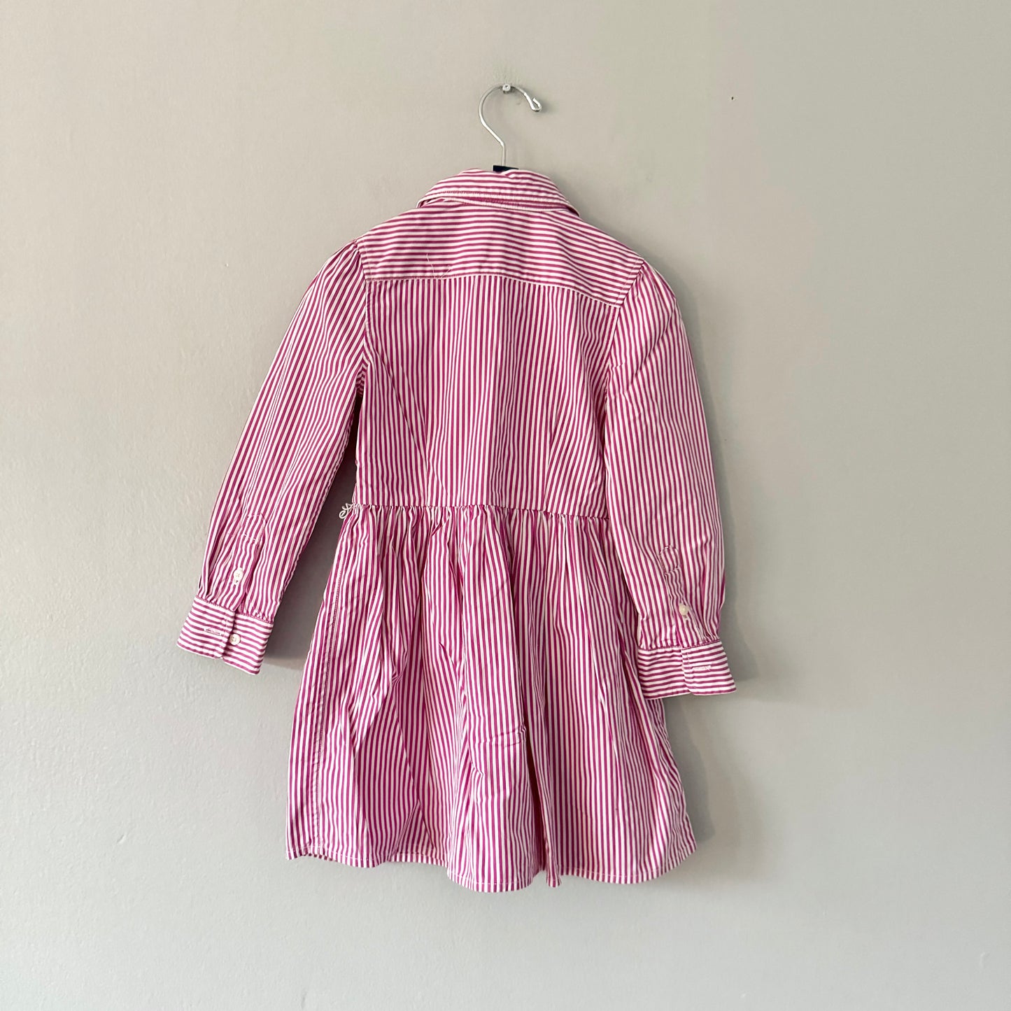 Polo Ralph Lauren / Pink x white striped shirt dress / 4T