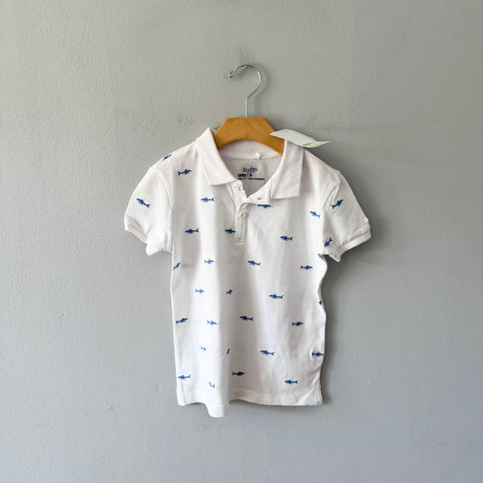Anko kids / White x shark polo shirt / / 6Y - New with tag