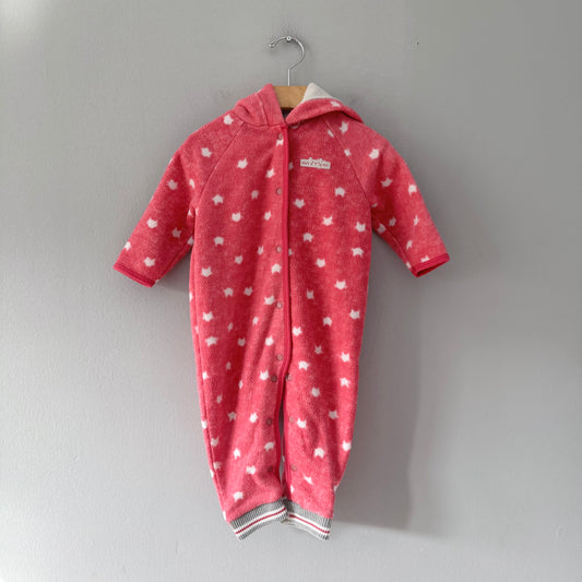 Souris mini / Pink x cat fleece romper / 9-12M