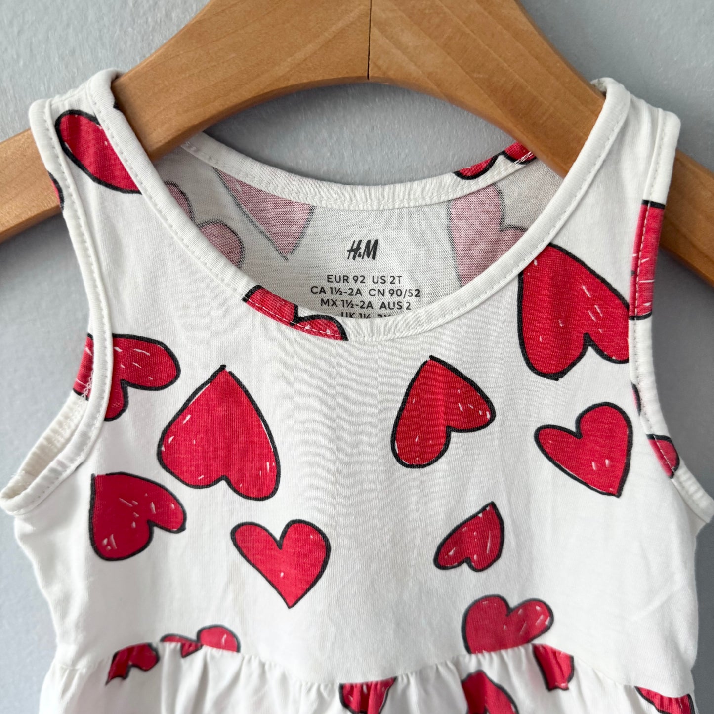 H&M / Robe débardeur cœurs blancs / 18-24M