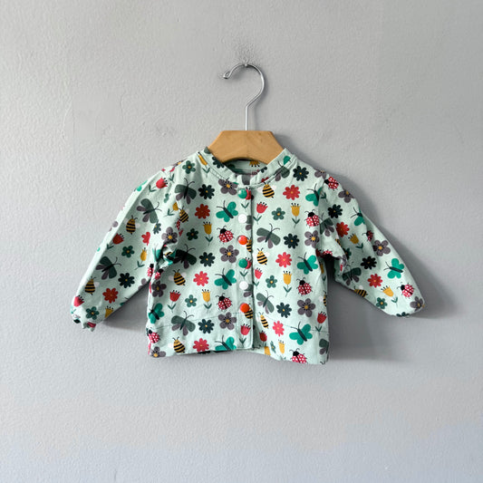Handmade / Cardigan - Green x bees / 3-6M