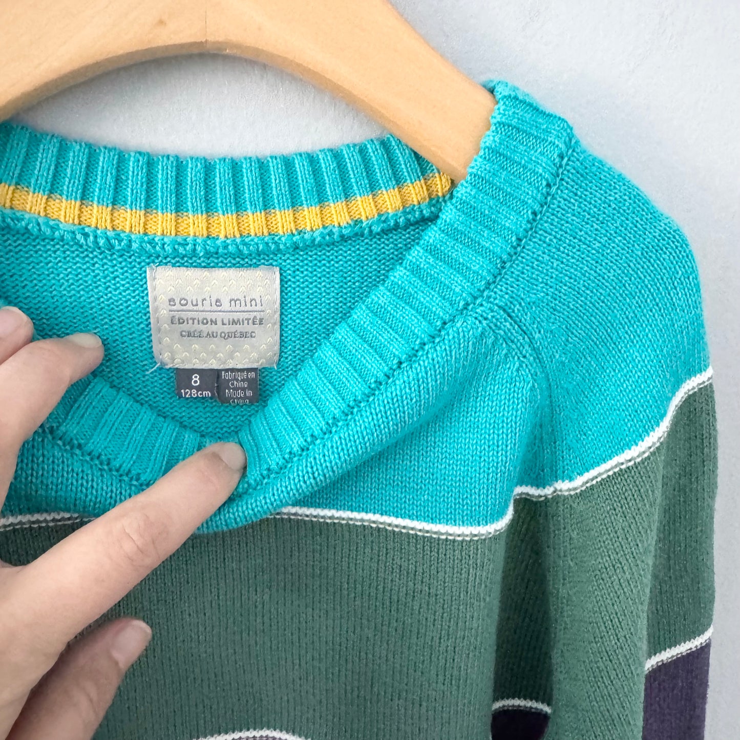 Souris Mini / Stripe cotton knit pullover / 8Y