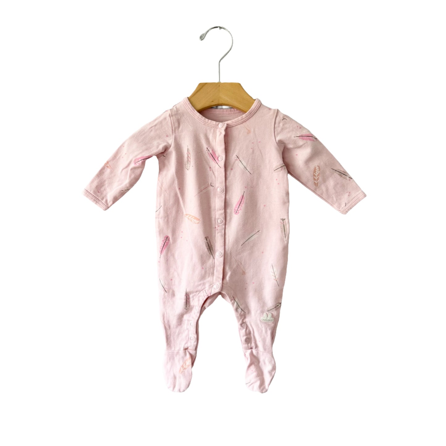 Souris Mini / Light pink x feather romper / 3-6M