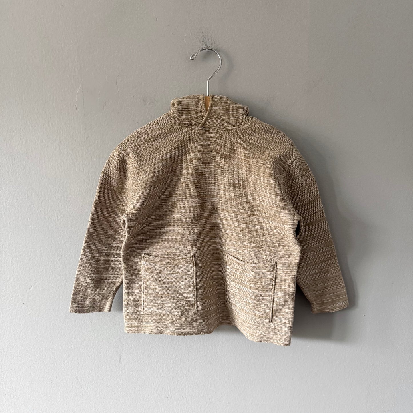 Zara / Khaki cotton knit hoodie / 2-3Y