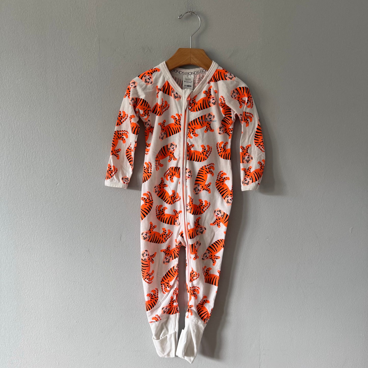 Bonds / White x tiger romper / 12-18M