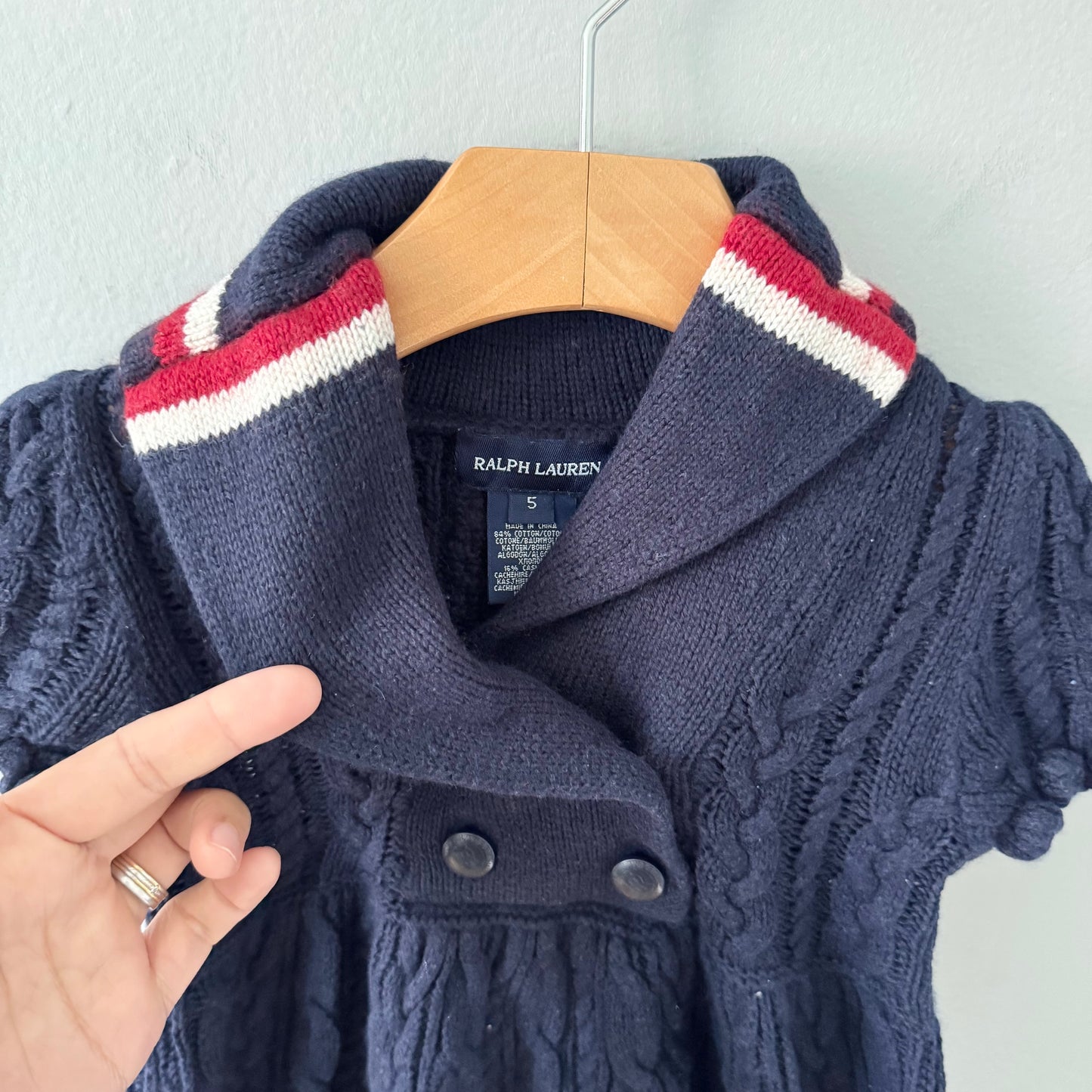 Polo Ralph Lauren / Navy cashmere mix knit dress / 5Y