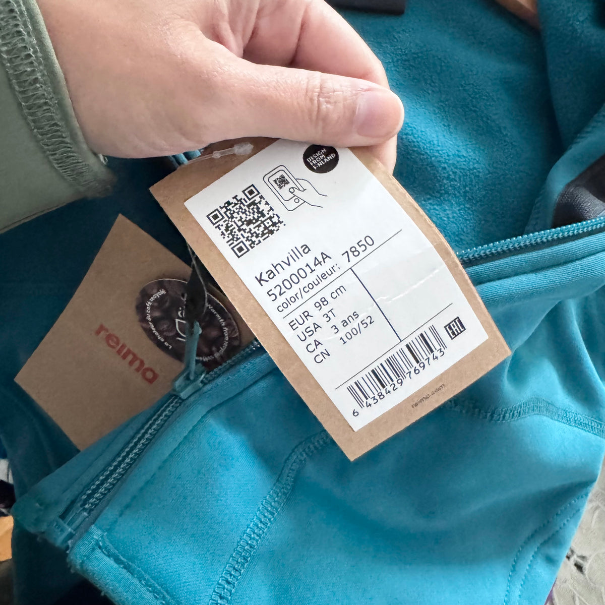 Reima / Green fleece lined zip up / 98(3T) - New with tag