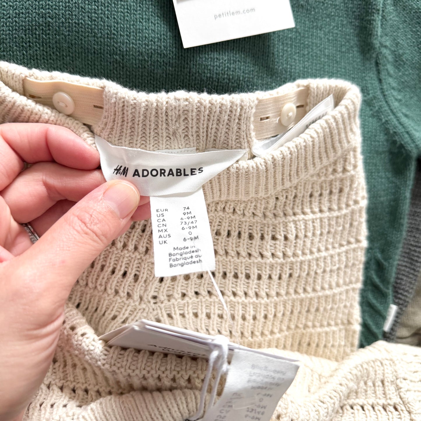 H&M / Ivory cotton knit set up / 6-9M - New with tag