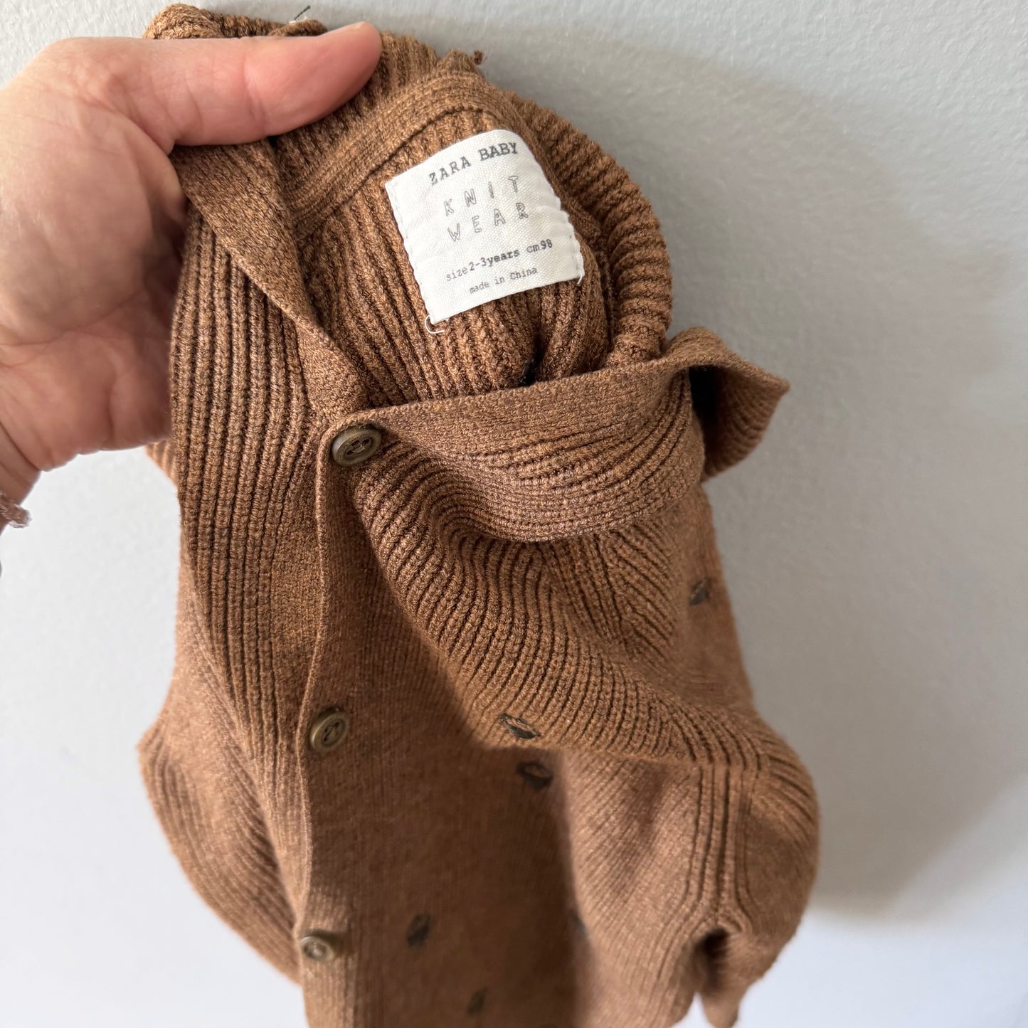 Zara / Brown x acorn knit cardigan / 2-3Y