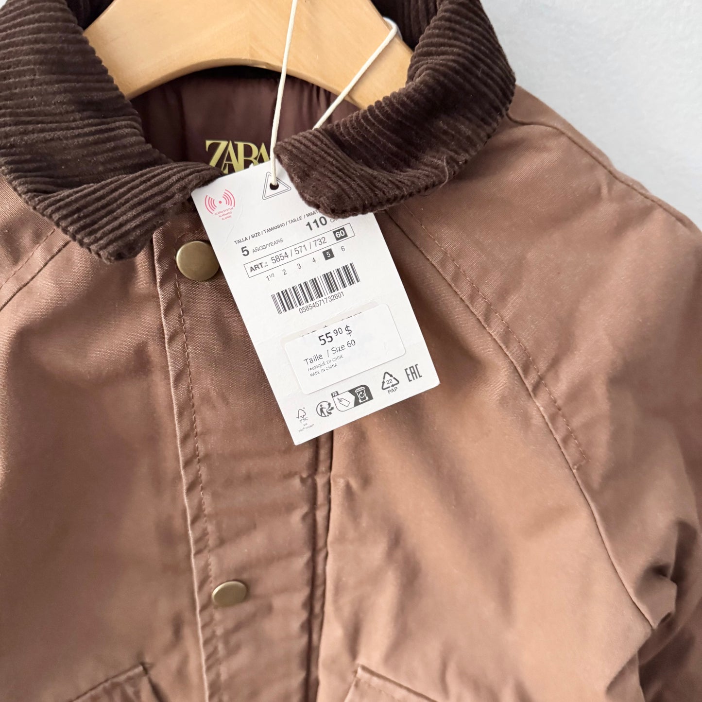 Zara / Brown padded liner jacket / 5Y - New with tag