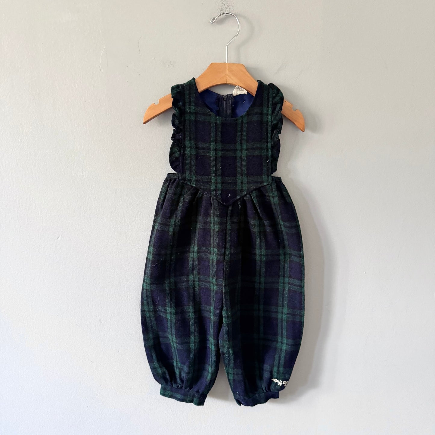 Vintage / Navy green romper / 18M