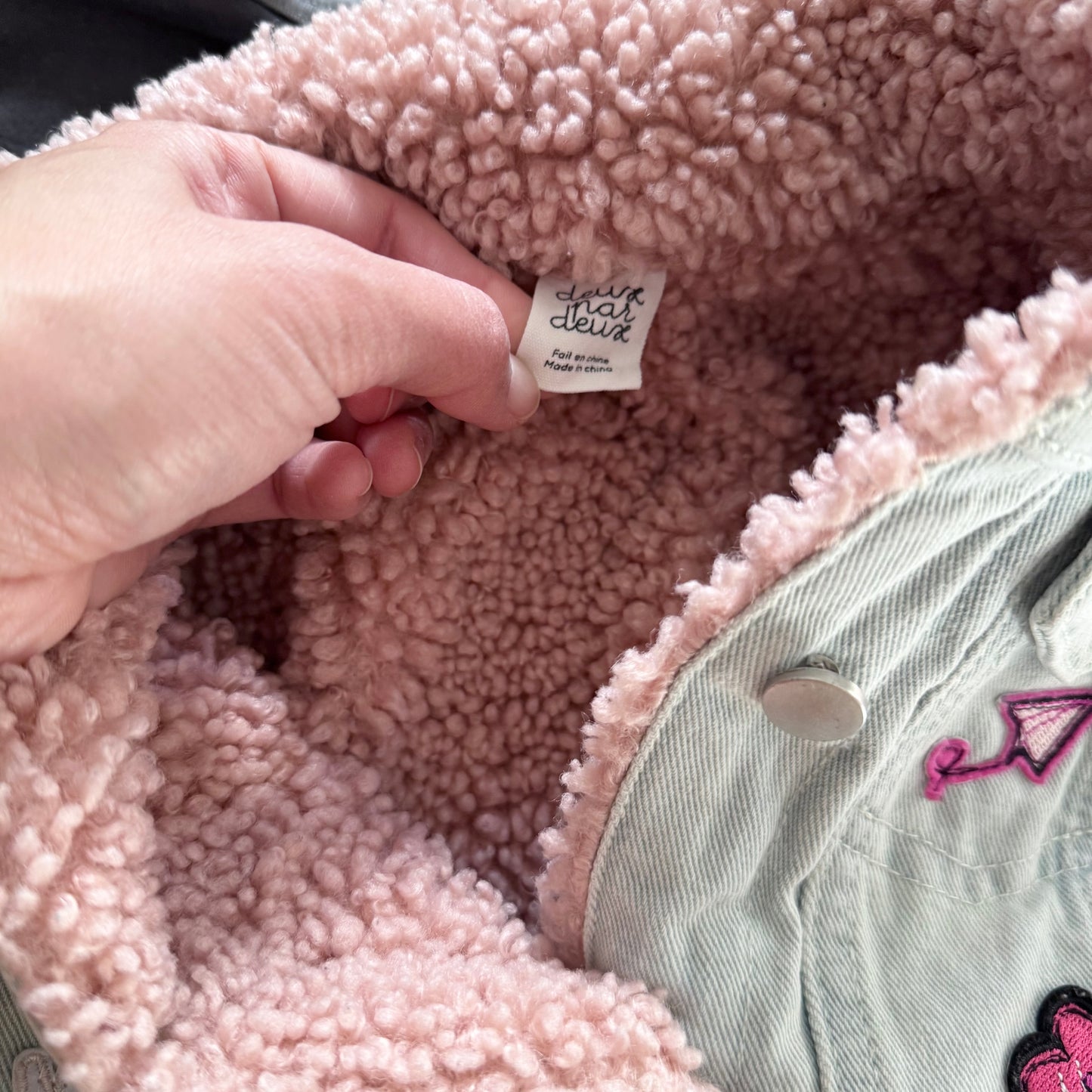 Deux par deux / Sherpa lined denim jacket / 3-4Y