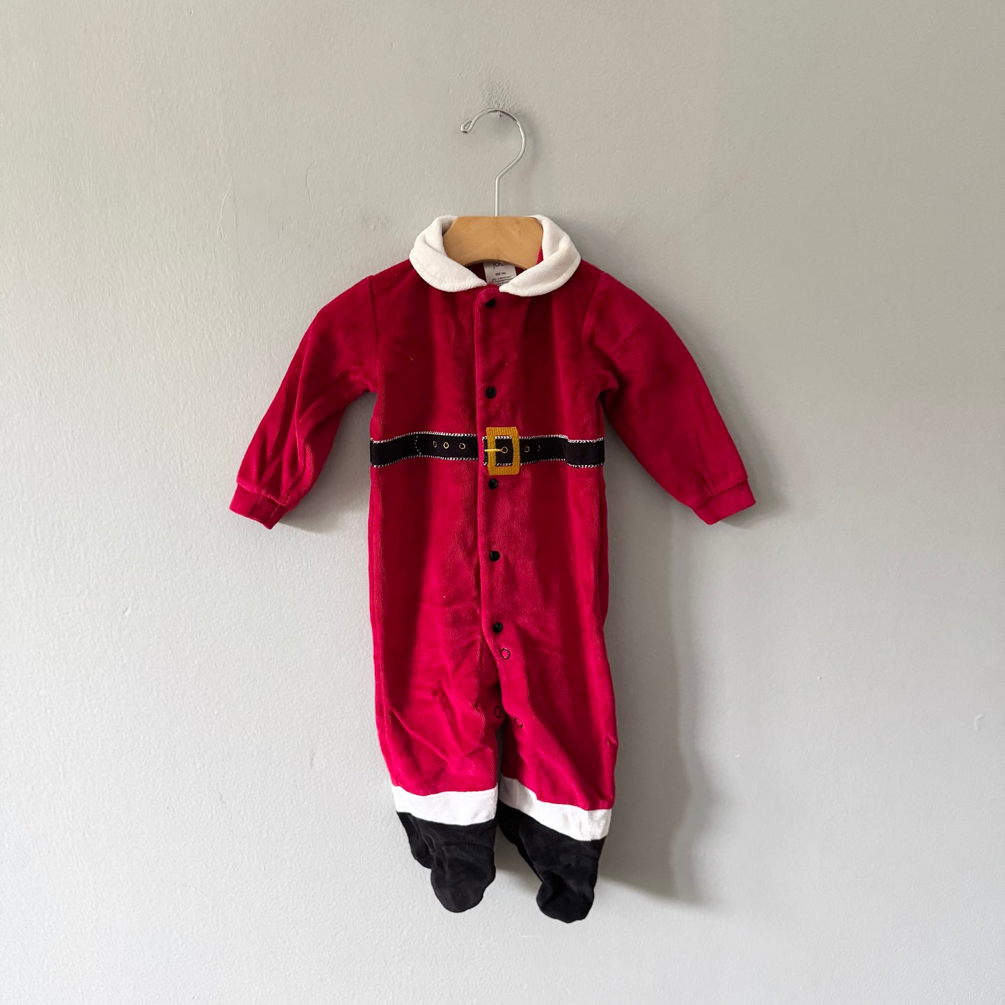 Emma & Jack / Santa Clause velour romper / 6M