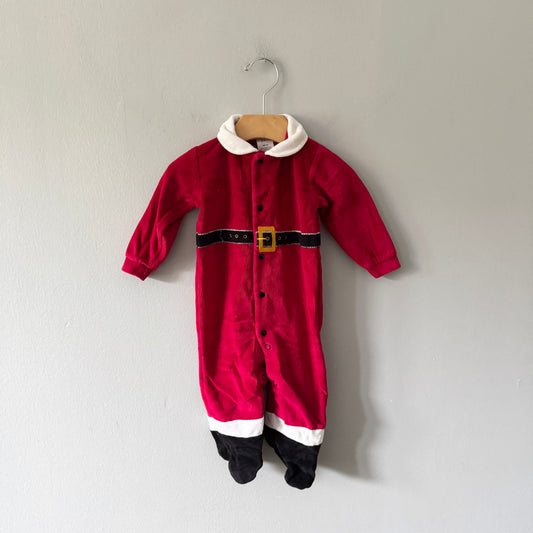 Emma & Jack / Santa Clause velour romper / 6M
