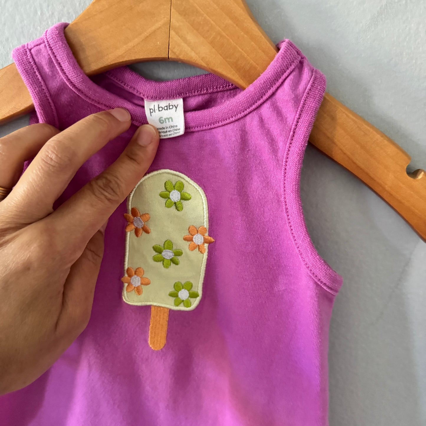 PL baby / Pink x popsicle tank romper / 6M