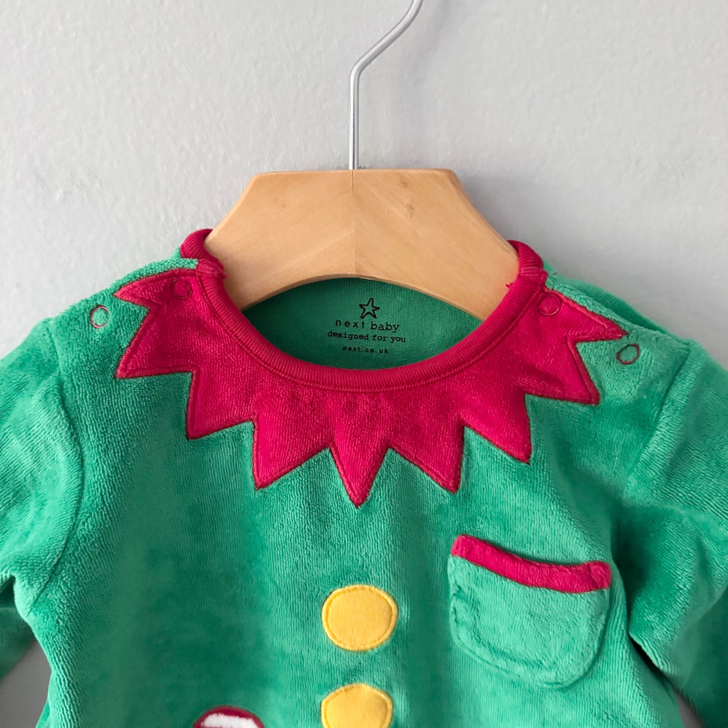 Next / Elf velour romper & hat set / 6-9M