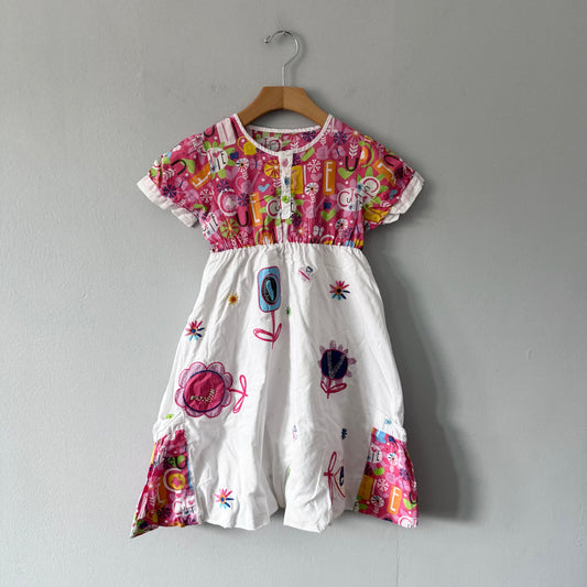 Handmade / Pink and white dress / 4-5Y