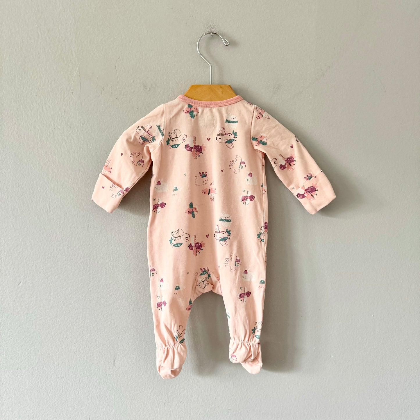 Souris Mini / Light pink x animal romper / 0-3M