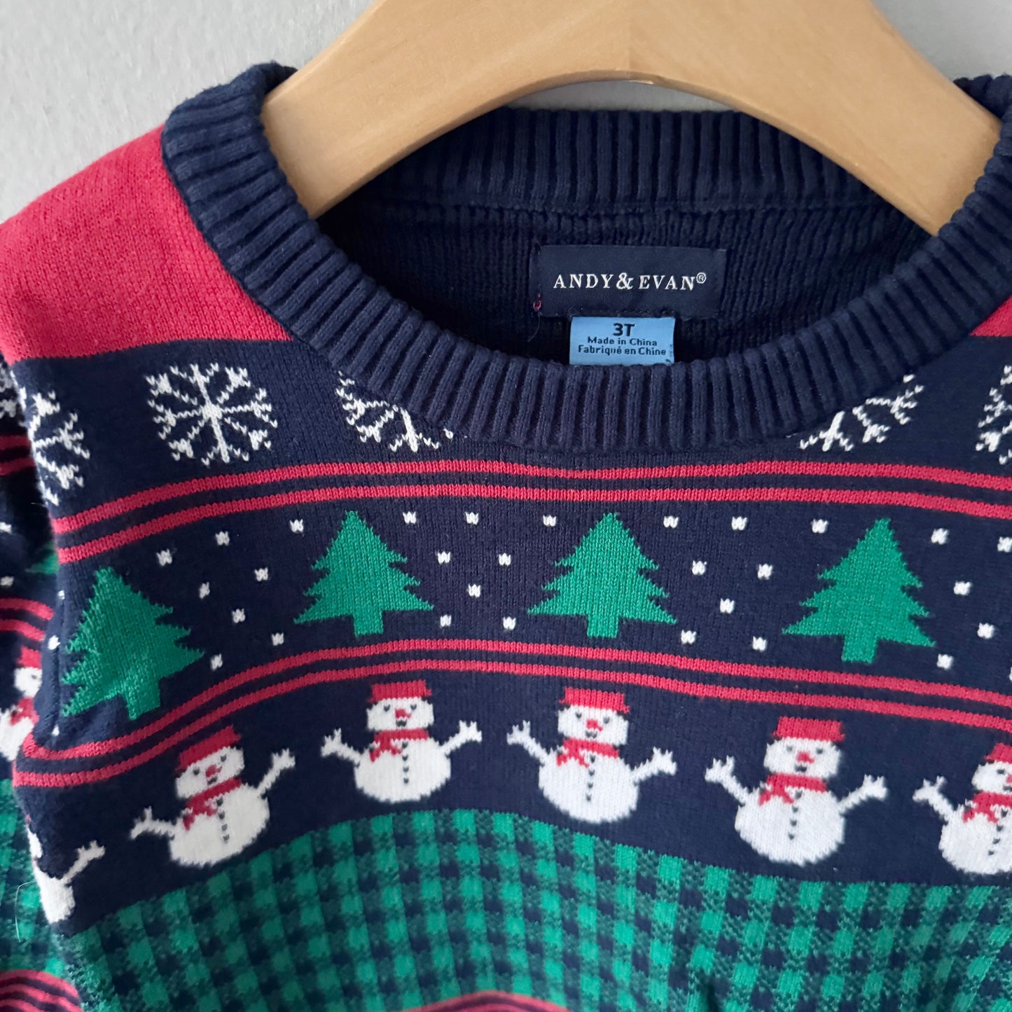 Andy & Evan / Navy holiday knit pullover / 3T