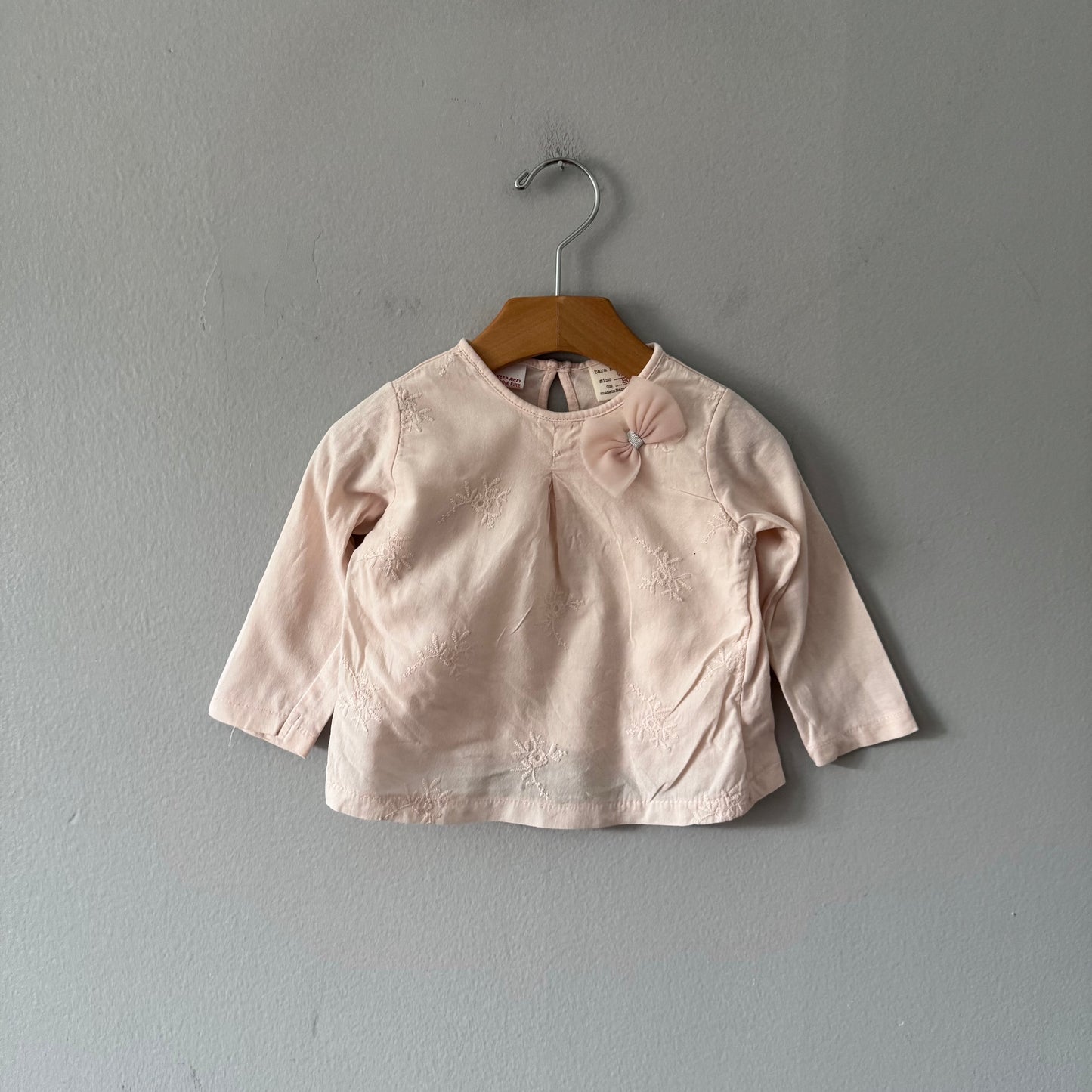 Zara / Light pink long sleeve top / 9-12M