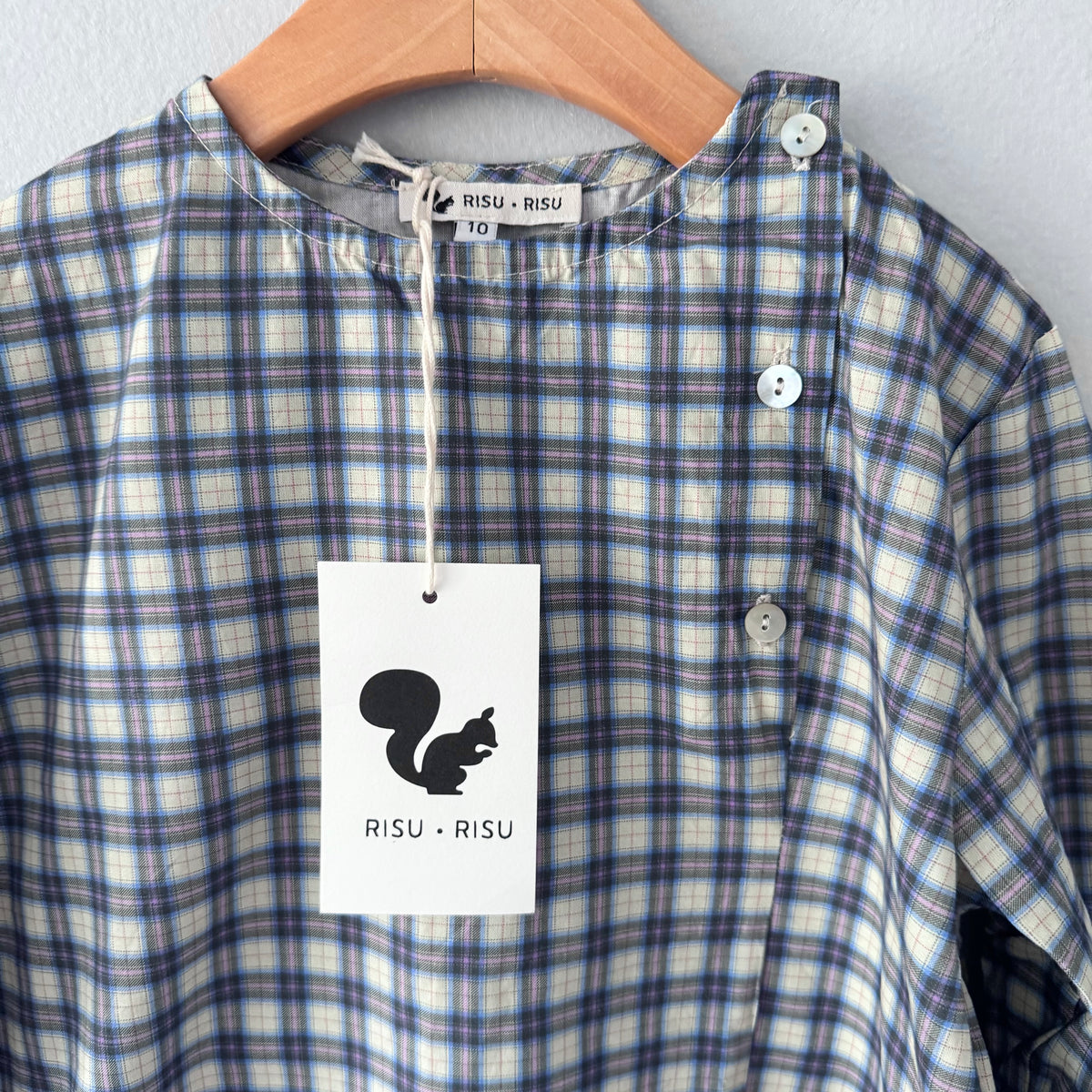 Risu Risu / Checked blouse and pants set / 10Y - New with tag